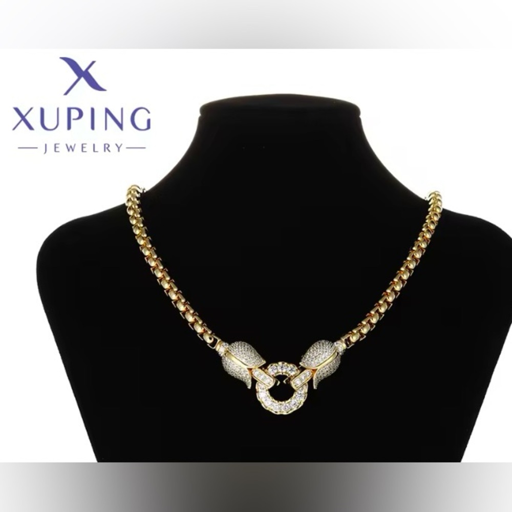 New Necklace 18k yellow gold filled | tulip cubic zirconia 18”. With box - Picture 5 of 9